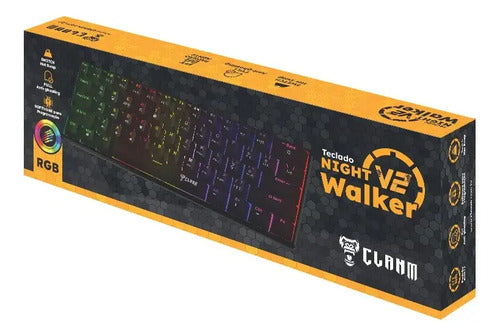 Teclado Mecânico Gamer 60% Clanm Night Walker V2 Rgb Switch Red Abnt2 Preto Português Brasil