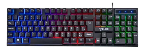 Teclado Gamer Clanm Shadow Valley Abnt2 Led Rainbow Anti-ghosting Usb Preto Português Brasil