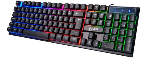 Teclado Gamer Clanm Shadow Valley Abnt2 Led Rainbow Anti-ghosting Usb Preto Português Brasil