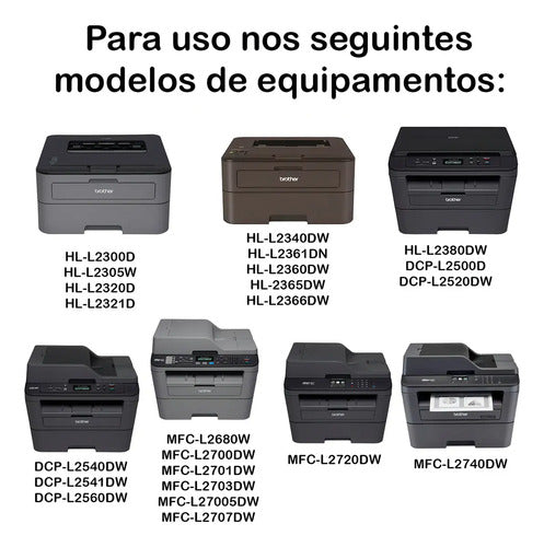 Kit Com 5 Toner Para Uso Brothertn-2370 Tn2340 Tn660 L2540 D Preto