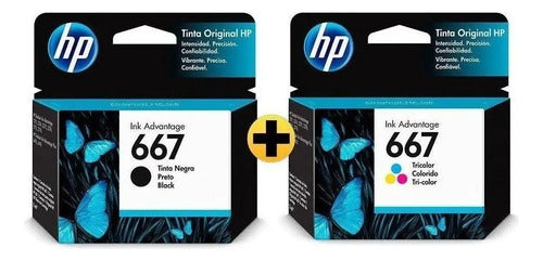 Kit Cartucho Hp 667 Preto E 667 Colorido 2376 2776