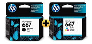 Kit Cartucho Hp 667 Preto E 667 Colorido 2376 2776