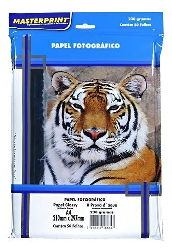 Papel Foto 230g A4 100 Folhas Brilhante - Masterprint Branco