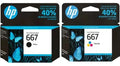 Kit Tinta Cartucho Hp 667 Preto E 667 Colorido