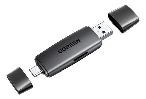 Leitor De Cartão 2 Em 1 Ugreen 80191 Usb A + Usb-c Preto