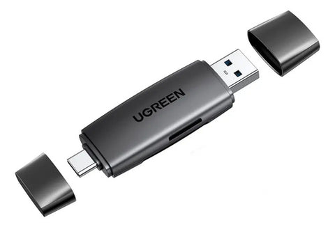Leitor De Cartão 2 Em 1 Ugreen 80191 Usb A + Usb-c Preto