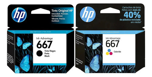 Cartucho De Tinta Hp 667 Kit Preto E Colorido
