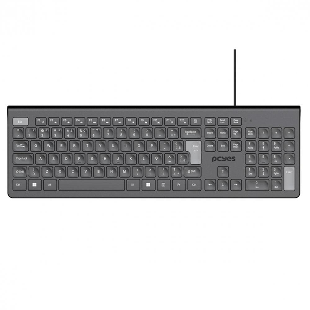 Teclado PCYES Soft Multimidia USB ABNT2 Cabo 2m 107 Teclas Preto