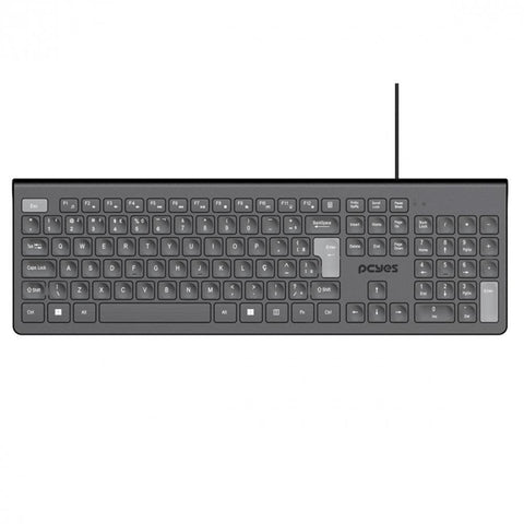 Teclado PCYES Soft Multimidia USB ABNT2 Cabo 2m 107 Teclas Preto
